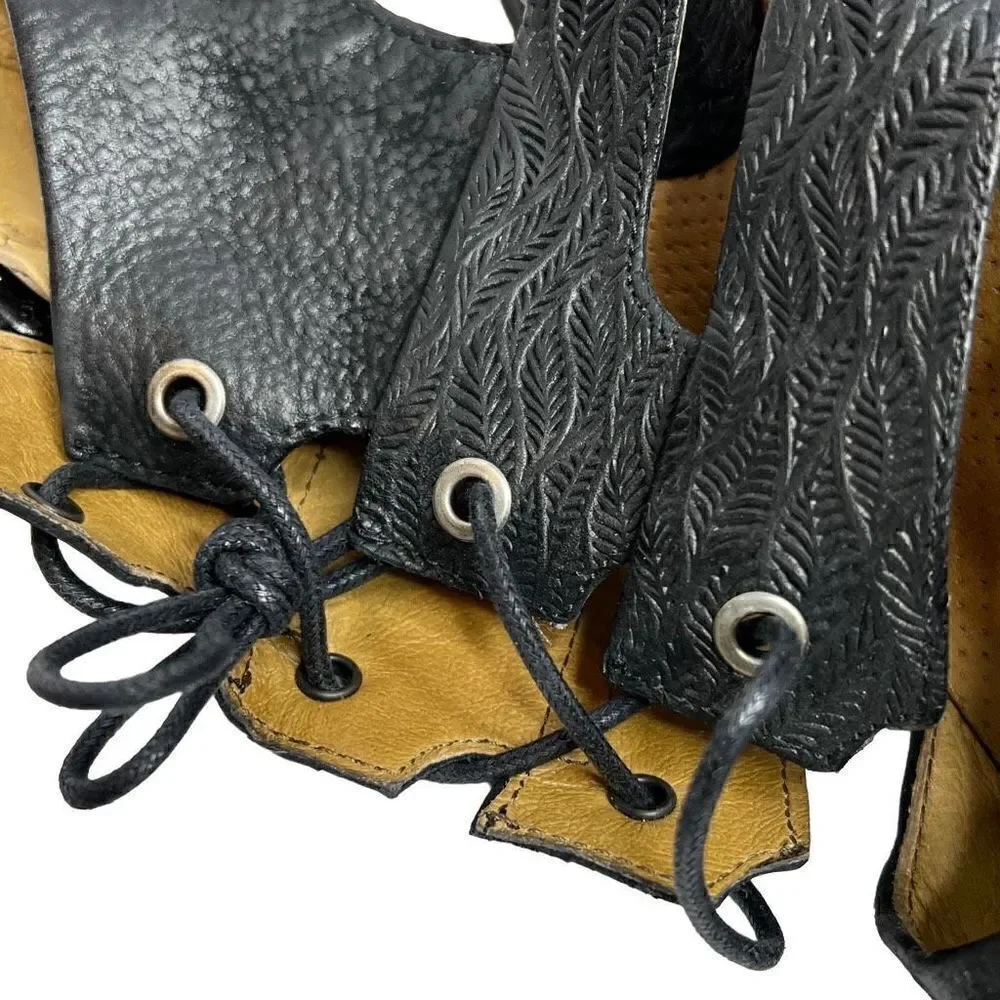 Miz Mooz black leather Sierra demi-wedge lace up gladiator sandals size 42 (10.5